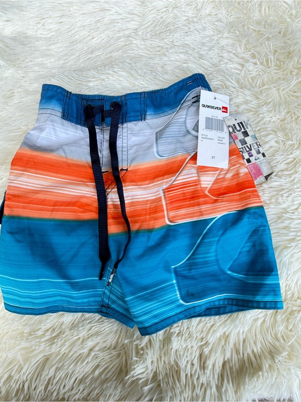 Quiksilver Toddler’s Blue & Orange Striped Swim Shorts